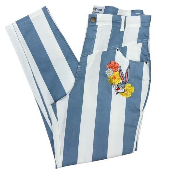 Looney Tunes x Unique Vintage Striped Bugs Bunny Pants Size Large 10/12 Retro - Picture 11 of 11
